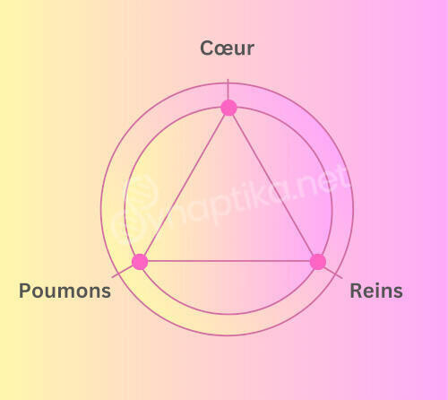 Cercle avec un triangle formé par trois points à l'intérieur, symbolisant l'union de trois éléments distincts pour créer une unité